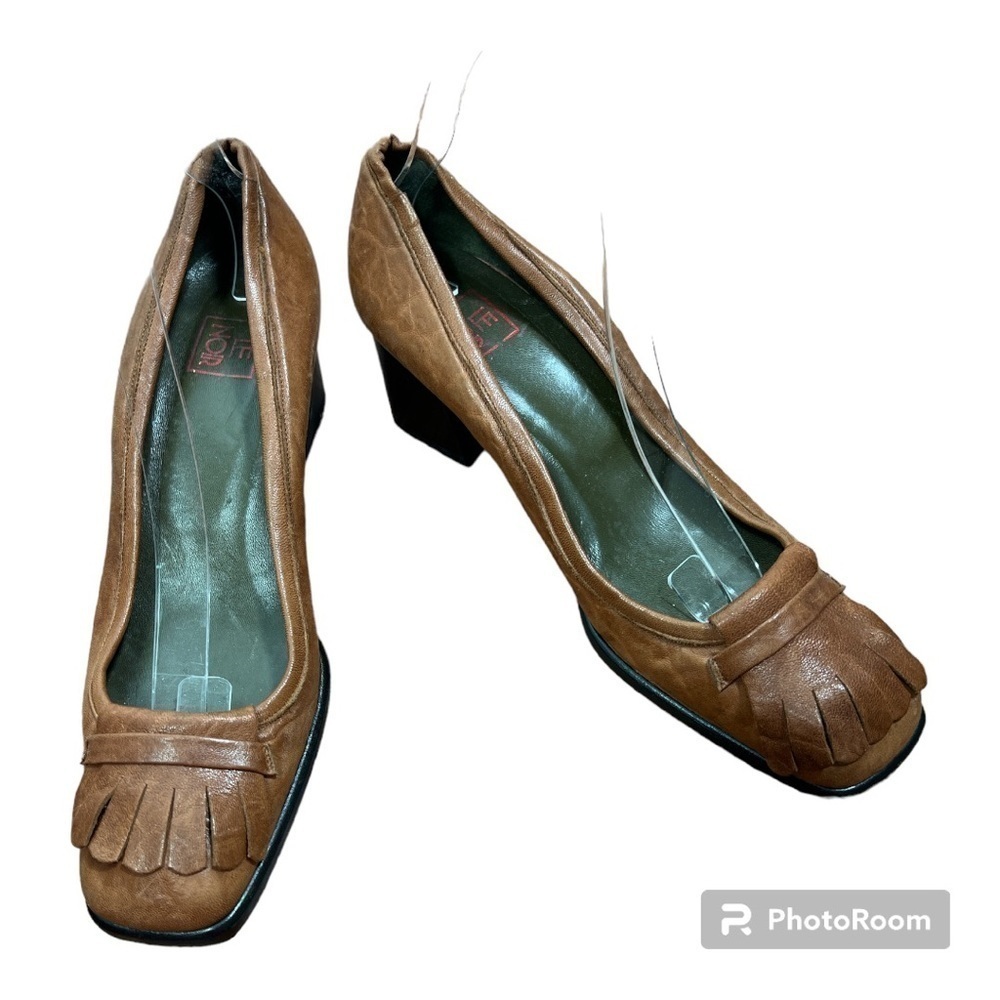 Le Noir Kiltie Pumps Leather Brown Made in Italy Sz 40/US 10